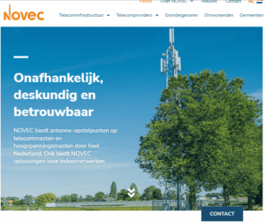 De website van het door KPN overgenomen NOVEC.